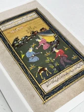 Seferde Yemek Hazırlığı Adlı El Yapımı Minyatür Resim 20,5x12,5 cm - 3