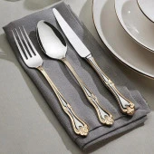 Nehir Lalezar Titanium 72 Parça Sade Altın Karton Kutulu Çatal Kaşık Bıçak Takımı - 1