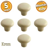 Mantar Düğme Sert Plastik Kulp Krem Mobilya Çekmece Mutfak  Dolabı Dolap Kapak Kulpu Kulbu 5 ADET thumbnail 1