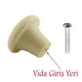 Mantar Düğme Sert Plastik Kulp Krem Mobilya Çekmece Mutfak  Dolabı Dolap Kapak Kulpu Kulbu 5 ADET thumbnail 2