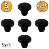 Mantar Düğme Sert Plastik Kulp Siyah Dolap Mobilya Mutfak Dolabı Çekmece Kapak Kulpu Kulbu 5 ADET thumbnail 1