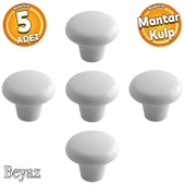Mantar Düğme Sert Plastik Kulp Beyaz Dolap Mobilya Mutfak Dolabı Çekmece Kapak Kulpu Kulbu 5 ADET - 1