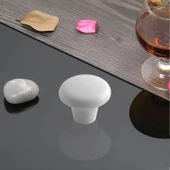 Mantar Düğme Sert Plastik Kulp Beyaz Dolap Mobilya Mutfak Dolabı Çekmece Kapak Kulpu Kulbu 10 ADET - 6