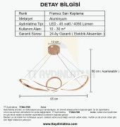TT Aydınlatma TT002-FSR  Papyon Modeli Fransız Sarı Kaplama Led Avize thumbnail 4
