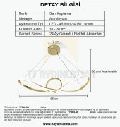 TT Aydınlatma TT002-SR  Papyon Modeli Sarı Kaplama Led Avize - 4