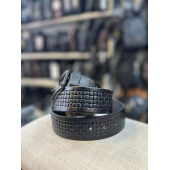 TRG POLO 4 CM HAKİKİ DERİ SİYAH DESENLİ ERKEK KEMERİ thumbnail 1