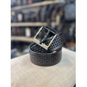 TRG POLO 4 CM HAKİKİ DERİ SİYAH DESENLİ ERKEK KEMERİ thumbnail 2