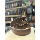 TRG POLO KAHVE 4 CM HAKİKİ DERİ DESENLİ ERKEK KEMERİ thumbnail 1