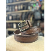 TRG POLO KAHVE 4 CM HAKİKİ DERİ DESENLİ ERKEK KEMERİ thumbnail 2