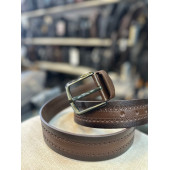 TRG POLO KAHVE 4 CM HAKİKİ DERİ DESENLİ ERKEK KEMERİ thumbnail 5