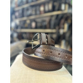 TRG POLO KAHVE 4 CM HAKİKİ DERİ DESENLİ ERKEK KEMERİ thumbnail 6