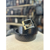 TRG POLO Siyah Nokta Desenli Deri Erkek Kemeri- thumbnail 2