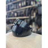 TRG POLO Siyah Nokta Desenli Deri Erkek Kemeri- thumbnail 4