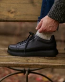 Twin Siyah Hakiki Deri Erkek Spor (Sneaker) Ayakkabı - 6