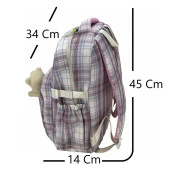 Young 51693 Ayıcıklı Sırt Çantası Ekose Pembe - 5