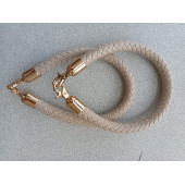 40 CM BEJ  Renkli Örgü Derili Çanta Sapı - 1