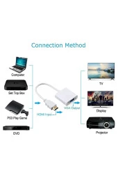 HDMI - VGA Dönüştürücü Adaptör + Ses Çıkışlı (Beyaz Renkli) - 2