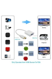 HDMI - VGA Dönüştürücü Adaptör + Ses Çıkışlı (Beyaz Renkli) - 4