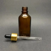 50 Ml Amber Cam Damlalıklı Şişe , Gold Metalik Kapak , 50 Cc Kahverengi Cam Damlalıklı Şişe x 6 Adet thumbnail 2