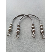 Gümüş Metal Üç Baklalı Sarmalı Çanta Sapı - 1