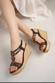 GUJA 24Y156-2 DOLGU TOPUK TAŞLI KADIN SANDALET - 9