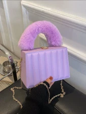 Kadınlar için Çizgili ve Çok Fonksiyonlu Kutu Çanta Crossbody Lila - 1