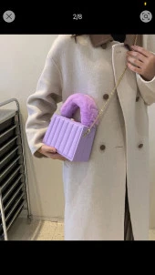 Kadınlar için Çizgili ve Çok Fonksiyonlu Kutu Çanta Crossbody Lila - 5