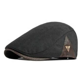 Valkyrie İtalyan Style Retro Düz Kışlık Erkek Kasket Şapka Tokalı Ayarlanabilir Erkek Siyah - 1