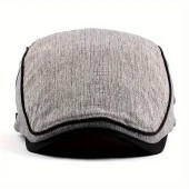 Valkyrie İtalyan Style Retro Düz Çizgi Detaylı Erkek Kasket Şapka Tokalı Ayarlanabilir Erkek Gri - 7