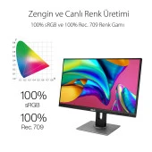 ASUS 27" IPS PRO ART PA278QV 5MS 75HZ DVI HDMI DP mDP 2560X1440 Pivot Grafik Tasarım Monitörü - 7