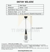 TT Aydınlatma TT023-1-FULL-SY  Damla Modeli Full Mat Siyah Tekli Avize thumbnail 4