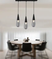 TT Aydınlatma TT023-3S-FULL-SY  Mat Siyah 3 lü Damla Modeli Sıralı Avize thumbnail 2