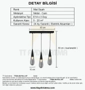 TT Aydınlatma TT023-3S-FULL-SY  Mat Siyah 3 lü Damla Modeli Sıralı Avize thumbnail 4