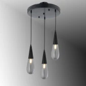 TT Aydınlatma TT023-3Y-FULL-SY  Mat Siyah 3 lü Damla Modeli Yuvarlak Avize thumbnail 1