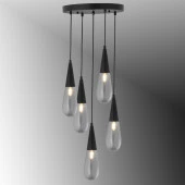 TT Aydınlatma TT023-5Y-FULL-SY  Full Mat Siyah 5 li Damla Modeli Avize thumbnail 1