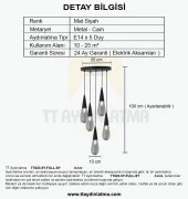 TT Aydınlatma TT023-5Y-FULL-SY  Full Mat Siyah 5 li Damla Modeli Avize thumbnail 4