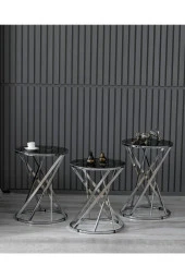 boons Laura Zigon Sehpa Takımı - Krom Siyah Mermer - 2