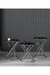 boons Laura Zigon Sehpa Takımı - Krom Siyah - 2