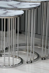 boons Palmira Zigon Sehpa, Siyah Mermer Desen Cam - 4