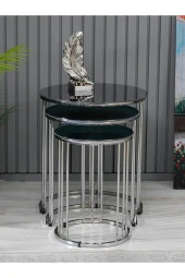 boons Palmira Zigon Sehpa, Siyah Mermer Desen Cam - 5