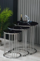 boons Palmira Zigon Sehpa, Siyah Mermer Desen Cam - 1