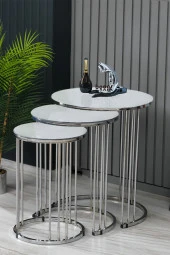 boons Palmira Zigon Sehpa, Beyaz Cam - 1