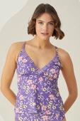 Renkli Bloom Tek Üst Tankini - 1