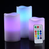 Periboia Parafin Kaplı Kumandalı Led Mum (3 Adet) - 2