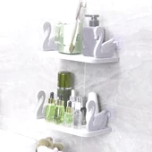 Periboia Kuğu Raf Baharatlık -Makyaj Malzeme Rafı Kendinden Yapışkanlı Banyo Mutfak Organizer  - 3