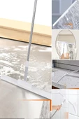 Periboia Teleskobik Saplı Çekçek Yersil Kauçuk Uçlu Uzun Saplı Su Çekici- Duş -Cam -Araba -Banyo Silecek - 1
