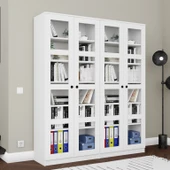 Midoser Lucas Cam Kapaklı Vitrin - Büfe - Kitaplık ve Çok Amaçlı Dolap ( AYARLANABİLİR RAF ) - 6