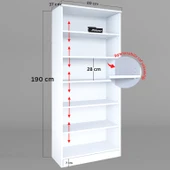 Midoser Lucas Cam Kapaklı Vitrin - Büfe - Kitaplık ve Çok Amaçlı Dolap ( AYARLANABİLİR RAF ) - 8