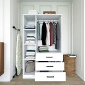 Midoser Easy Mat Beyaz 3 Kapılı 3 Çekmeceli Çok Amaçlı Elbise Dolabı - 2