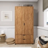 Midoser Atlas 2 Kapılı 2 Çekmeceli Çam Çok Amaçlı Gardırop - 1